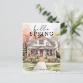 Hallo Lente Waterverf Huis Portret Realty Briefkaart (Staand voorkant)