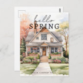 Hallo Lente Waterverf Huis Portret Realty Briefkaart (Voorkant / Achterkant)