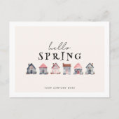 Hallo Lente Waterverf Huizen Onroerend goed Briefkaart (Voorkant)