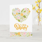 Hallo Lente Wenskaart met Bloemhart Kaart (Gele Bloem)