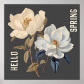 HALLO LENTE WITTE ELEGANTE BLOEMEN POSTER (Voorkant)