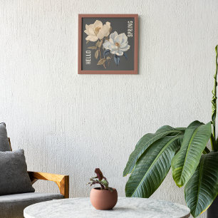 HALLO LENTE  WITTE ELEGANTE BLOEMEN POSTER