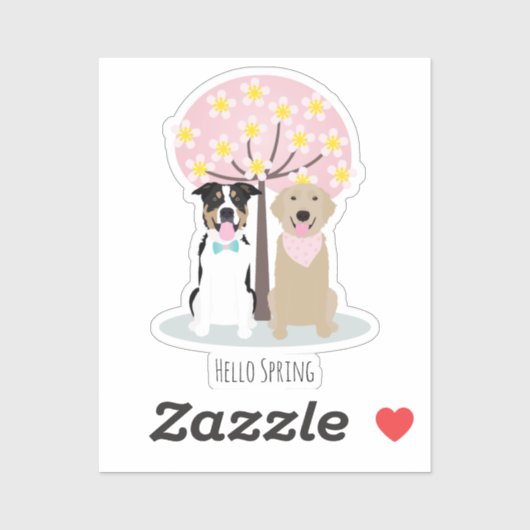 hallo lentedogs van Cherry Blossom Tree Roze Sticker (Vel)