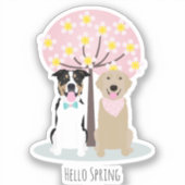 hallo lentedogs van Cherry Blossom Tree Roze Sticker (Voorkant)