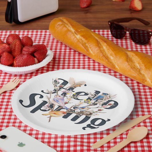 hallo lentemvogels papieren bordje (Picknick)