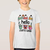Hallo leraar 4e klas Cute Pencil Tri-Blend Shirt (Voorkant)
