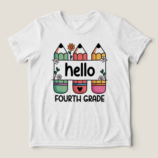 Hallo leraar 4e klas Cute Pencil Tri-Blend Shirt (Design voorkant)
