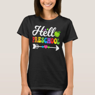 hallo leraar voorschoolse student terug naar schoo t-shirt