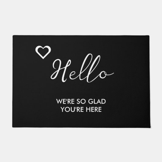 Hallo Leuk dat je er bent | Moderne zwarte deurmat (Voorkant)