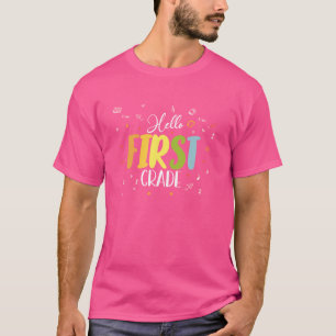Hallo leuk eerste klas terug naar school leraar t-shirt