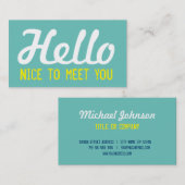 "HALLO leuk om je te ontmoeten" Blauwgroen Grunge  Visitekaartje (Voorkant / Achterkant)