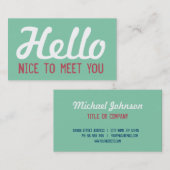 "HALLO leuk om je te ontmoeten" Turquoise Grunge F Visitekaartje (Voorkant / Achterkant)