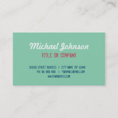 "HALLO leuk om je te ontmoeten" Turquoise Grunge F Visitekaartje (Achterkant)