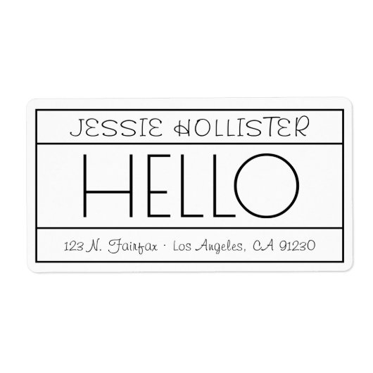 Hallo Leuk "Terug" Adres Wit & Zwart Verzending Etiket (Voorkant)