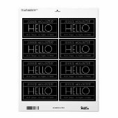 Hallo Leuk "Terug" Adres Zwart & Wit Verzending Etiket (Full Sheet)