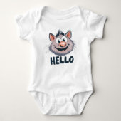 hallo "" Leuke Animal Baby Bodysuit (Voorkant)
