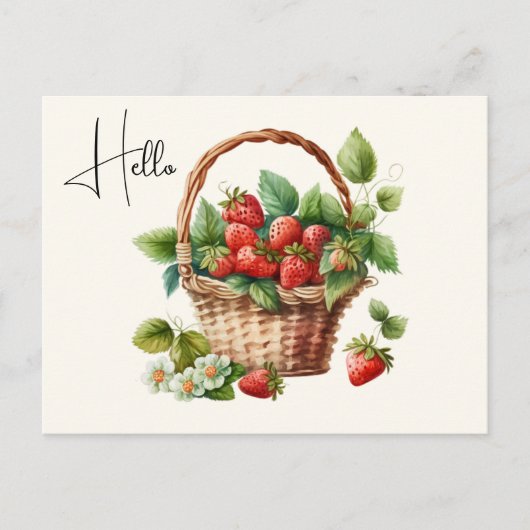 Hallo Leuke mand vol aardbeien Briefkaart (Voorkant)
