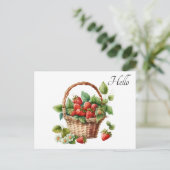 Hallo Leuke mand vol aardbeien Briefkaart (Staand voorkant)