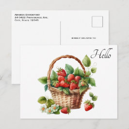 Hallo Leuke mand vol aardbeien Briefkaart