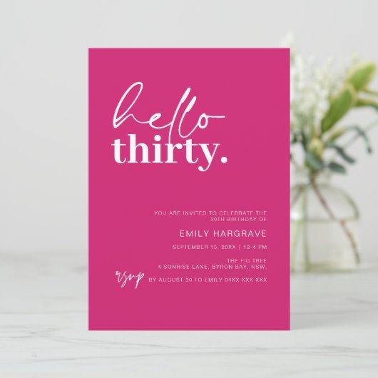 Hallo Levendig heet roze Kaart (Staand voorkant)