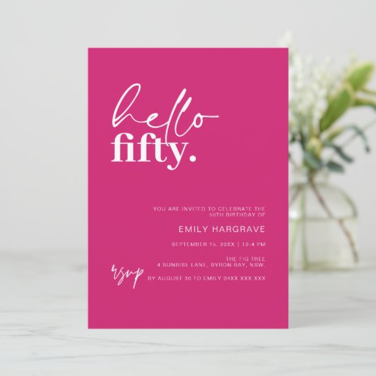 Hallo Levendig Hot Pink Kaart (Staand voorkant)