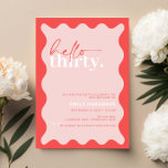 Hallo Levendig! Kaart<br><div class="desc">Deze levendige 30ste uitnodiging voor een verjaardagsfeestje is perfect voor een modern verjaardagsfeestje. Hallo Het eenvoudige ontwerp is voorzien van eigentijdse scripttekst in witte kleur op een levendige perzikkleurige achtergrond met golvende rand. Aanpasbaar in elke kleur. Houd het ontwerp minimaal en elegant, zoals het is, of personaliseer het door uw...</div>