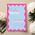 Hallo Levendig verjaardagsfeest Kaart<br><div class="desc">Deze levendige 40ste uitnodiging voor een verjaardagsfeestje is perfect voor een modern verjaardagsfeestje. Hallo Het eenvoudige ontwerp is voorzien van eigentijdse scripttekst in witte kleur op een levendige perzikkleurige achtergrond met golvende rand. Aanpasbaar in elke kleur. Houd het ontwerp minimaal en elegant, zoals het is, of personaliseer het door uw...</div>