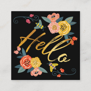 Hallo €?   Levendige bloemen Wildflowers & Honey B Vierkante Visitekaartje