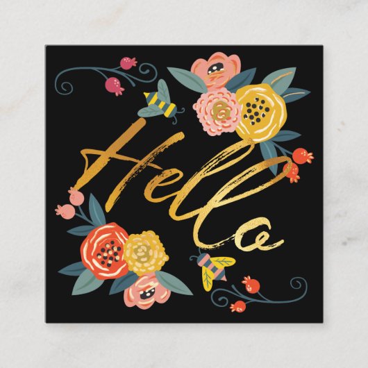 Hallo €? | Levendige bloemen Wildflowers & Honey B Vierkante Visitekaartje (Voorkant)
