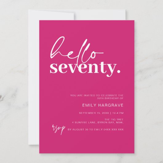 Hallo Levendige Hot Pink Kaart (Voorkant)