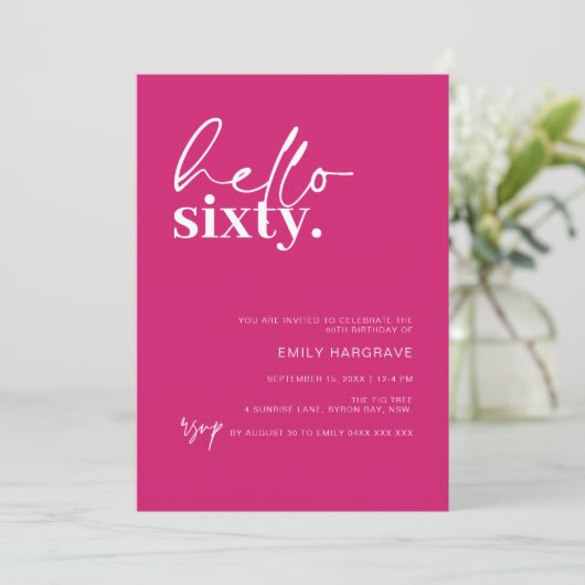 Hallo Levendige Hot Pink Kaart (Staand voorkant)