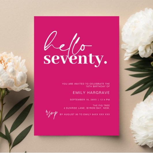 Hallo Levendige Hot Pink Kaart