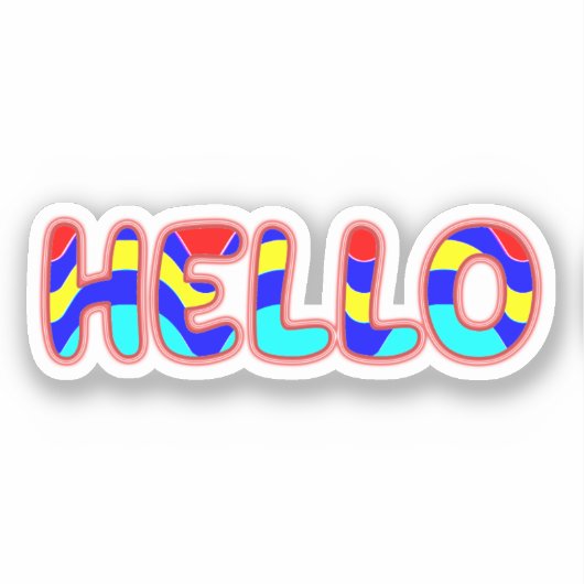 hallo Levendige Multicolor tekst Sticker (Voorkant)