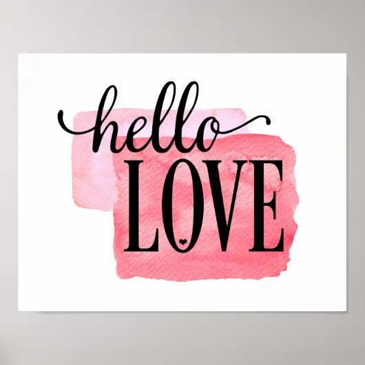 hallo Liefde - Moderne Waterverf Love Quote Print (Voorkant)