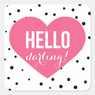 Hallo Liefste hart Polka Dots Sticker