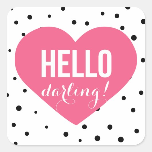 Hallo Liefste hart | Polka Dots Sticker (Voorkant)