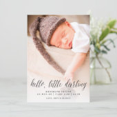 Hallo lieve darling minimalistische fotodesign geb aankondiging (Staand voorkant)