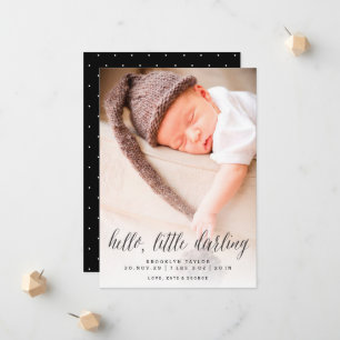 Hallo lieve darling minimalistische fotodesign geb aankondiging