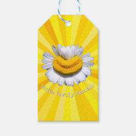 "Hallo lieve Mens!" Kamille Glimlach Zonneschijn Cadeaulabel