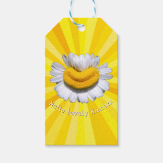"Hallo lieve Mens!" Kamille Glimlach Zonneschijn Cadeaulabel