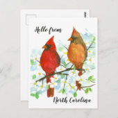 Hallo Lijst van kardinalen van North Carolina Briefkaart (Voorkant / Achterkant)