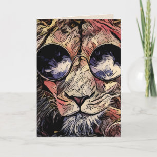 hallo LION MET SUNGLASSEN BIRTHDAAGKAARTEN Kaart