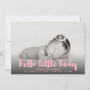 Hallo Little baby pink Foto Geboorte Aankondiging