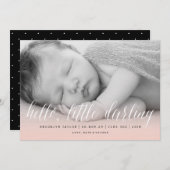 hallo Little Darling Blush Pink Photo Girl Birth Aankondiging (Voorkant / Achterkant)