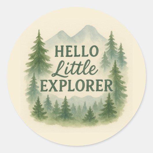 Hallo Little Explorer Woodland Baby shower Sticker (Voorkant)