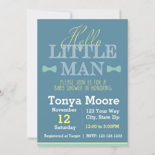 hallo Little Man Baby shower Invitation Kaart