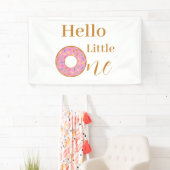 Hallo Little One 1st Birthday Pink Donut Party Spandoek (Insitu)