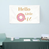Hallo Little One 1st Birthday Pink Donut Party Spandoek (Beurs)