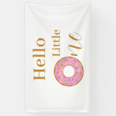 Hallo Little One 1st Birthday Pink Donut Party Spandoek (Verticaal)