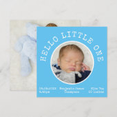 hallo Little One 2 Foto Name Blue Baby Boy Aankondiging (Voorkant / Achterkant)